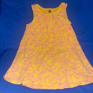 Sz 3 Tea Collection Girl's Yellow Pink Floral Print Cotton Sleeveless Tank Dress